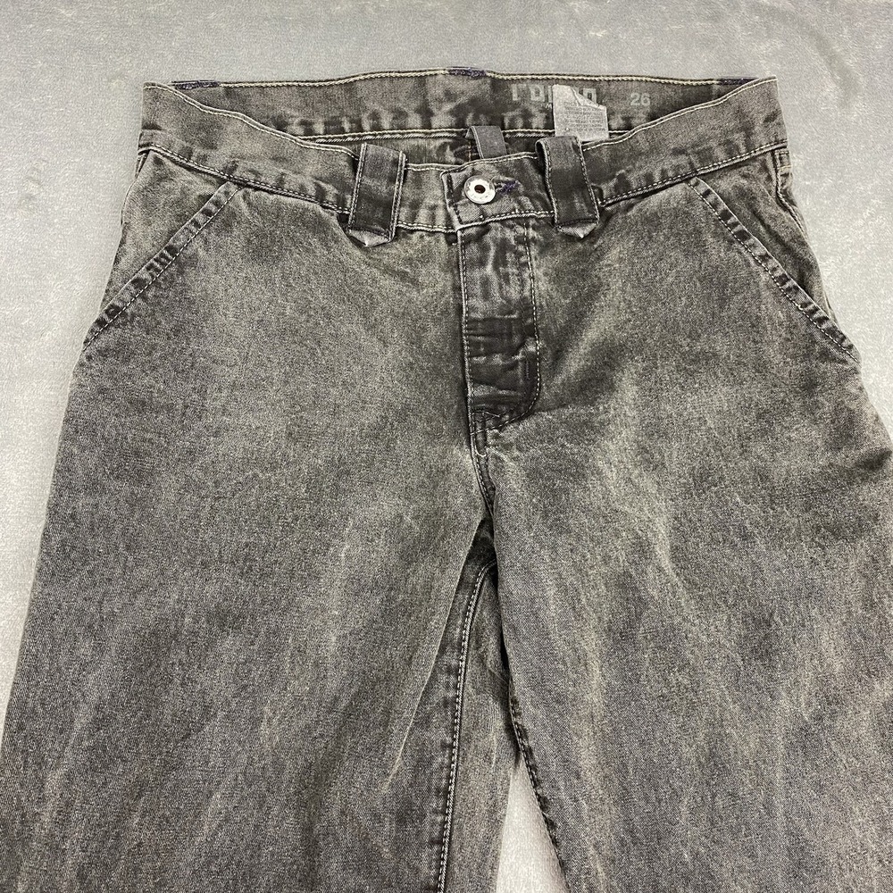 Rogan NYC Jeans Womens 26 Grey Stone Wash Flared Wide Leg Flap Pockets USA Made - Picture 3 of 12